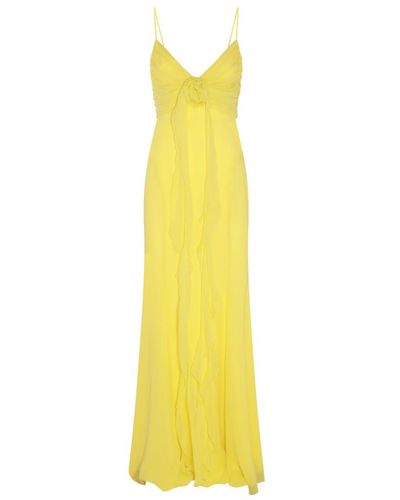 Blumarine Yellow Silk Maxi Dress