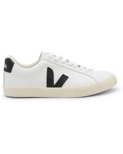 Veja White And Black Faux Leather Esplar Sneakers