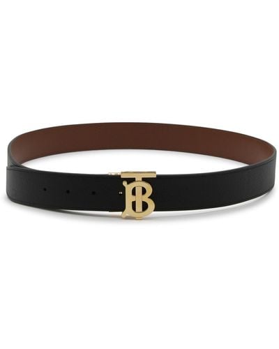 Burberry Black And Tan Leather Belt - Brown