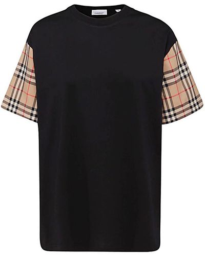 Burberry Cotton Carrcick Check T-shirt - Black