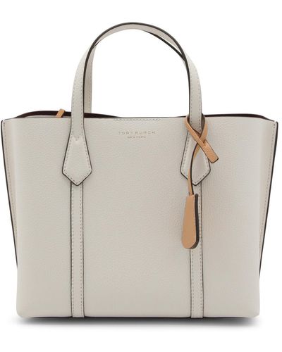 Tory Burch Ivory And Beige Leather Perry Tote Bag - Natural