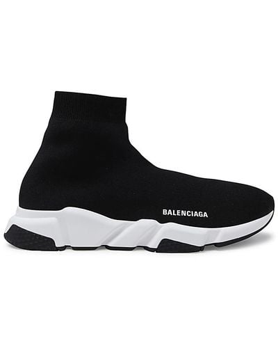 Balenciaga Black And White Canvas Speed Trainers