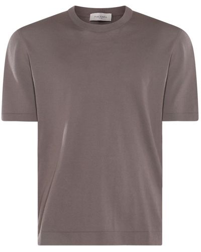 Piacenza Cashmere Grey Cotton T-shirt - Brown