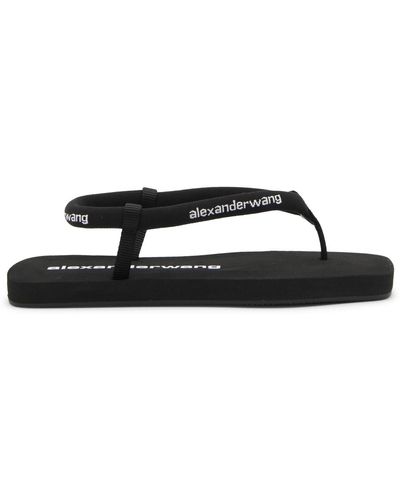 Alexander Wang Nylon Logo Flip Flops Sandals - Black