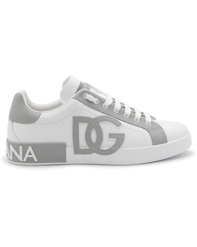 Dolce & Gabbana White And Grey Leather Trainers
