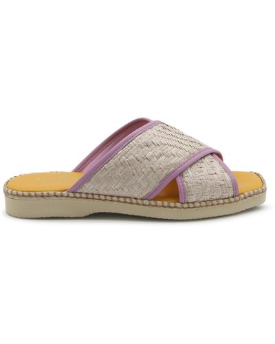 Hogan Yellow And Lilac Leather Flats - Brown