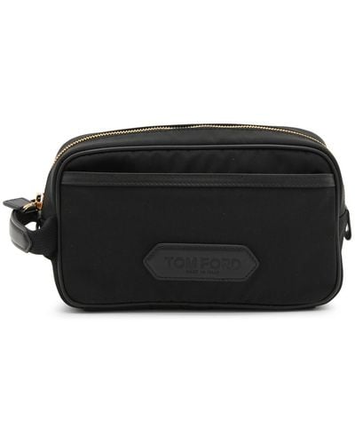 Tom Ford Canvas And Leather Pouch Bag - Black