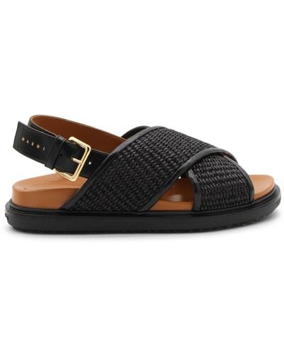 Marni Black Cotton Fussbeet Sandals