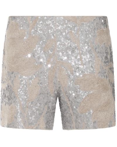 Brunello Cucinelli Silver Linen Shorts - Gray
