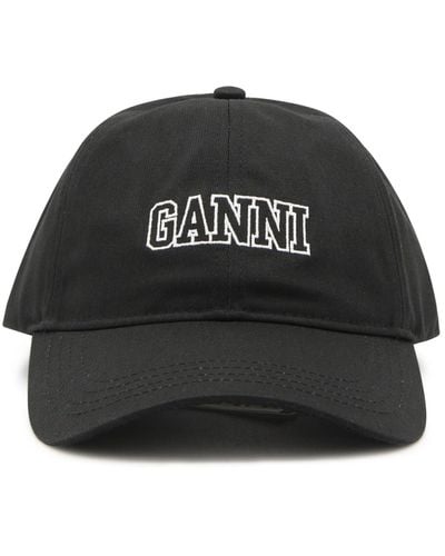 Ganni Cotton Logo Baseball Cap - Black