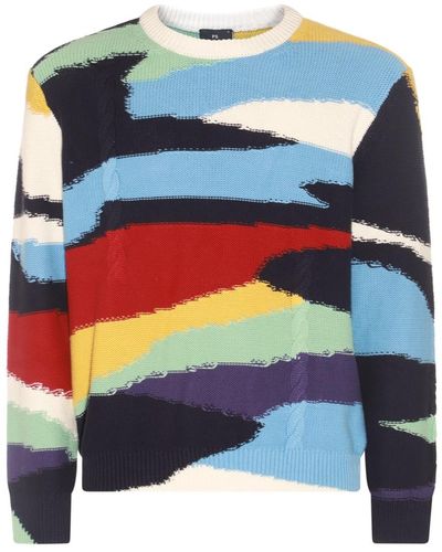PS by Paul Smith Color Cotton Sweater - Blue