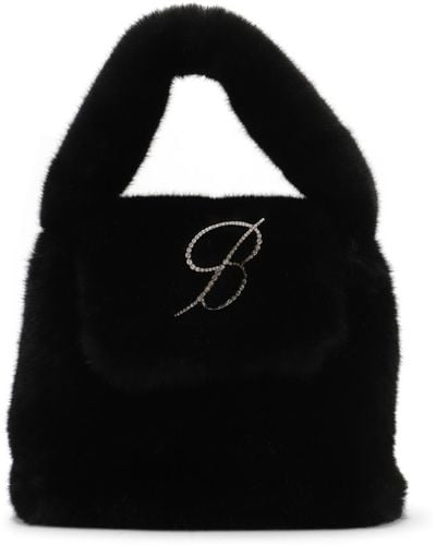 Blumarine Faux Fur Monogram B Bag - Black