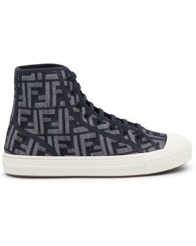 Fendi Blue Denin High Top Trainers