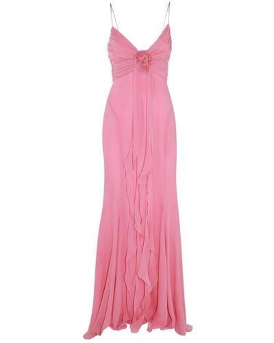 Blumarine Pink Silk Maxi Dress