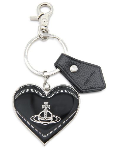 Vivienne Westwood Black Veg Rain Orb Heart Key Ring - Metallic