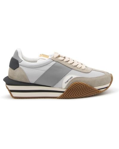 Tom Ford Leather James Sneakers - Gray