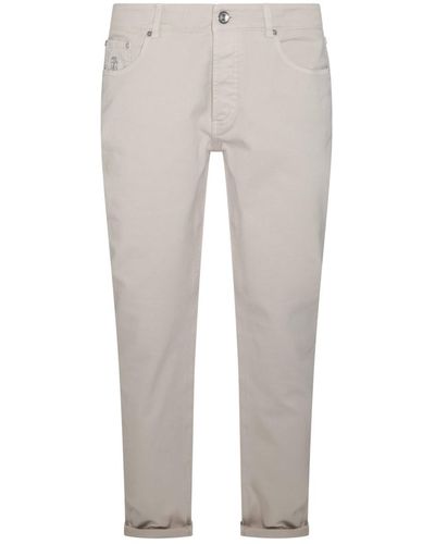 Brunello Cucinelli Beige Cotton Jeans - Gray