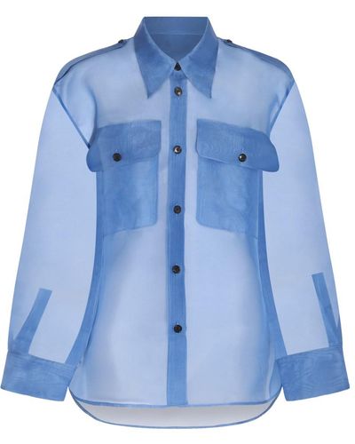 Khaite Blue Silk Shirt