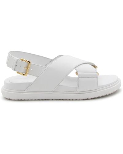 Marni White Leather Fussbet Sandals