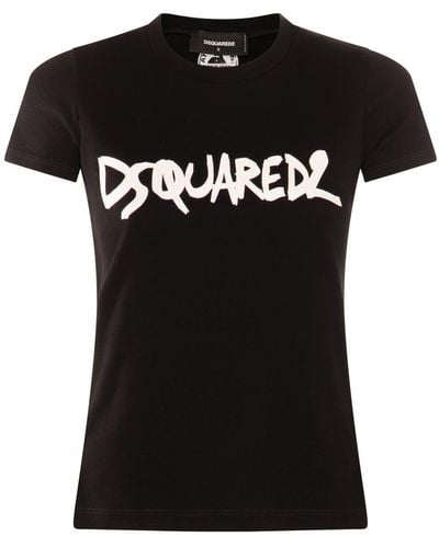 DSquared² And White Cotton T-shirt - Black