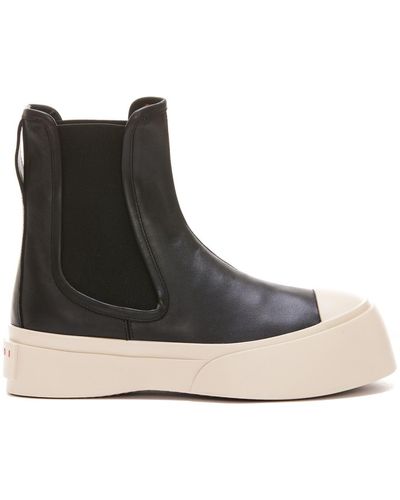 Marni Black Leather Pablo Boots - Brown