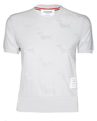 Thom Browne Grey Wool T-shirt - White