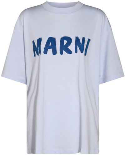 Marni White Cotton T-shirt - Blue