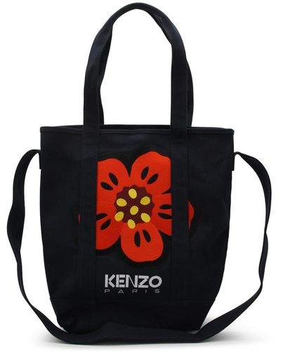 KENZO Navy Cotton Tote Bag - Black