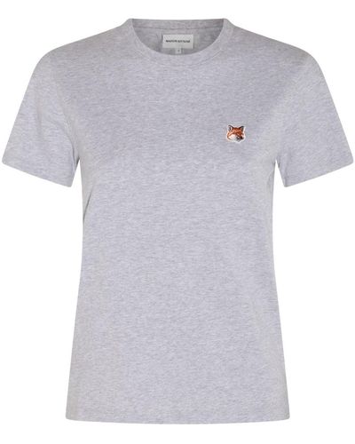 Maison Kitsuné Grey Cotton Fox Head T-shirt