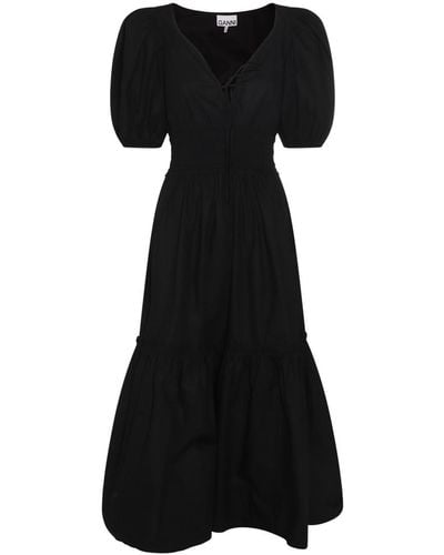Ganni Cotton Maxi Dress - Black