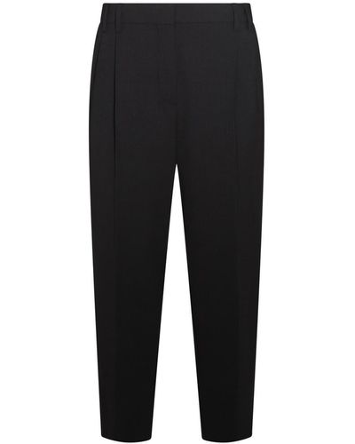 Brunello Cucinelli Dark Grey Wool Trousers - Black