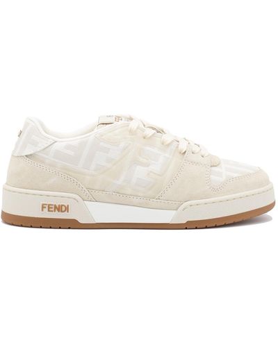 Fendi Ivory And Cream Leather Match Trainers - White