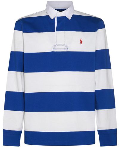 Polo Ralph Lauren White And Blue Cotton Polo Shirt