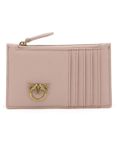 Pinko Poudre Leather Airnone Card Holder - Pink