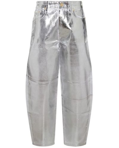 Ganni Silver Cotton Jeans - Gray