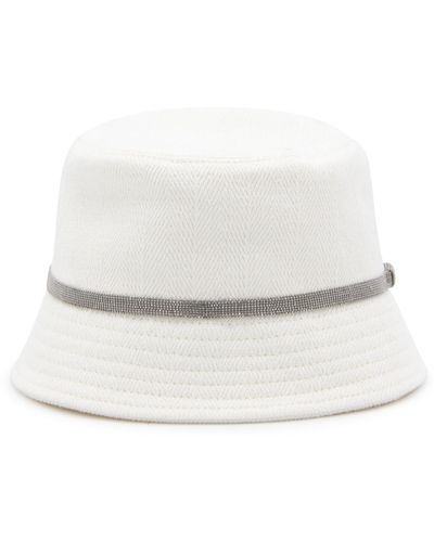 Brunello Cucinelli Cotton-Linen Blend Bucket Hat - White