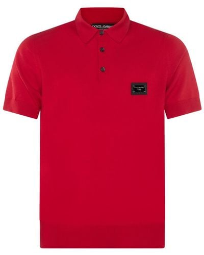Dolce & Gabbana Red Cotton Essentials Polo Shirt
