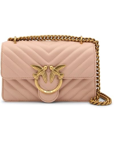 Pinko Light Pink Leather Love Mini Icon Simply Shoulder Bag