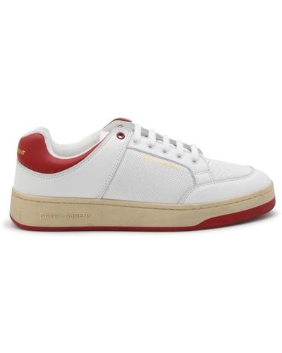 Saint Laurent White And Red Leather Trainers
