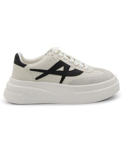 Ash White And Black Leather Sneakers - Gray