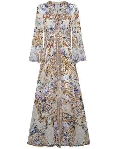 Camilla Multicolor Silk Dress - Natural