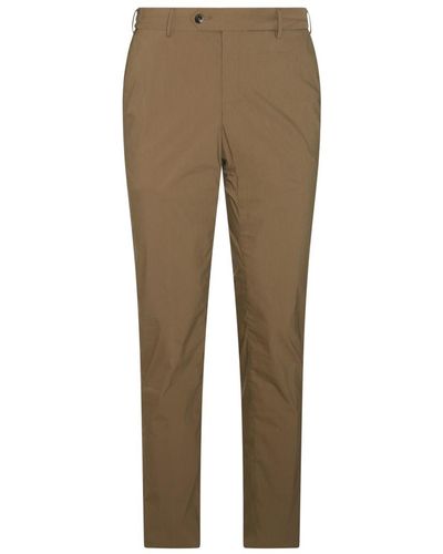 PT Torino Brown Green Cotton Trousers - Natural