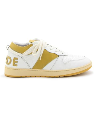 Rhude White And Mustard Leather Sneakers - Multicolor