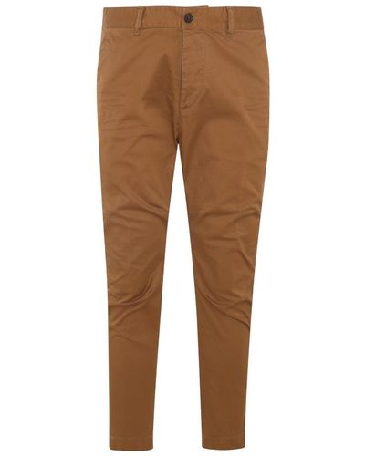 DSquared² Brown Cotton Blend Trousers