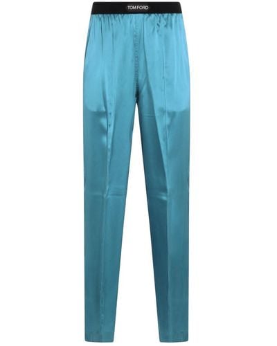 Tom Ford Blue Silk Blend Trousers