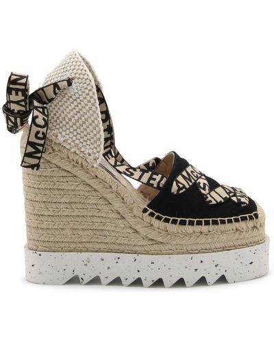 Stella McCartney Black Canvas And Raffia Gaia Espadrillas - Brown