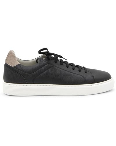 Brunello Cucinelli Suede-trimmed Full-grain Leather Sneakers - Black