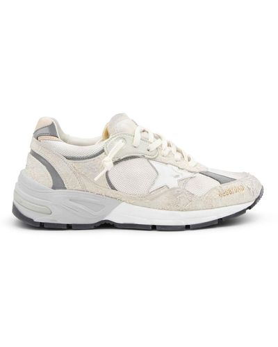 Golden Goose White And Silver Tone Leather Trainers