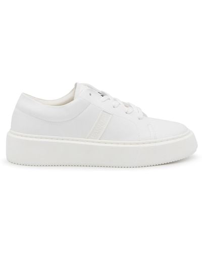Ganni White Faux Leather Sporty Trainers