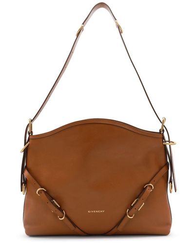 Givenchy Tan Leather Voyou Medium Shoulder Bag - Brown